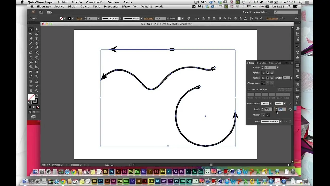 como usar fletas cotas en ilustrator - Cómo hacer una línea con flecha en Illustrator