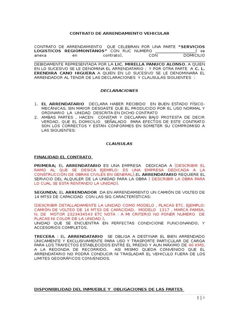 formato de renta de fletes - Cómo llenar un formato de contrato de arrendamiento