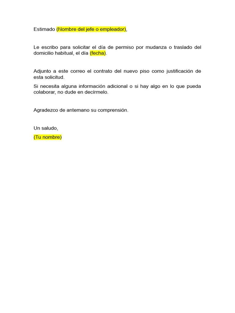 Carta De Solicitud De Permiso Por Mudanza Ejemplo Y Consejos Fletes Y Mudanzas 7301