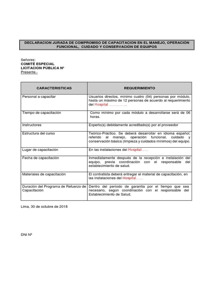 declaracines juradas de flete mantenimiento ejemplo - Cuál es el concepto de mantenimiento