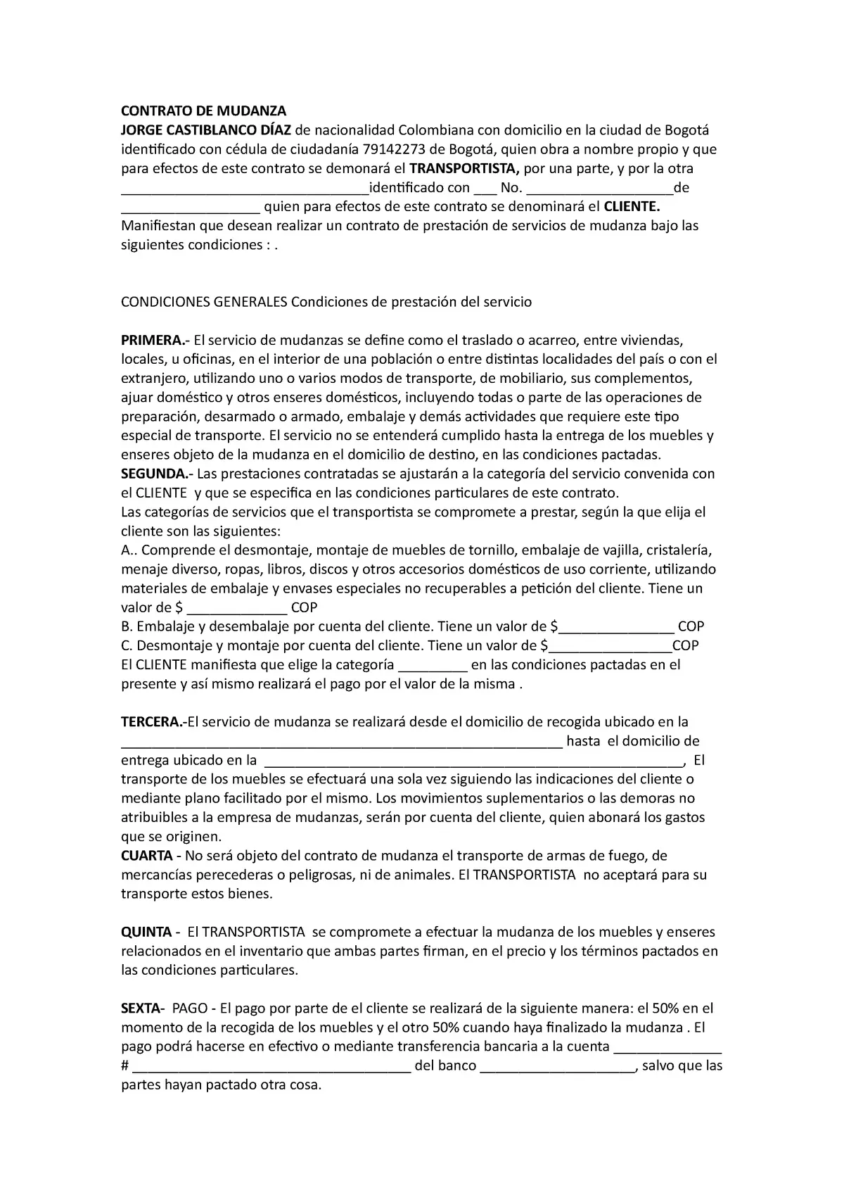 como hacer un contrato de mudanza - Puedo hacer mi propio contrato